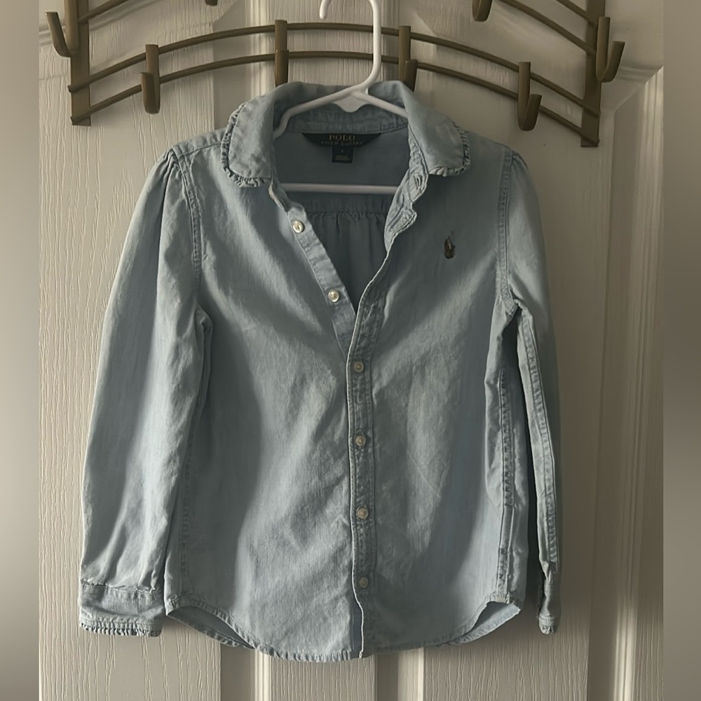 Girls Polo by Ralph Lauren Light Blue Denim Shirt